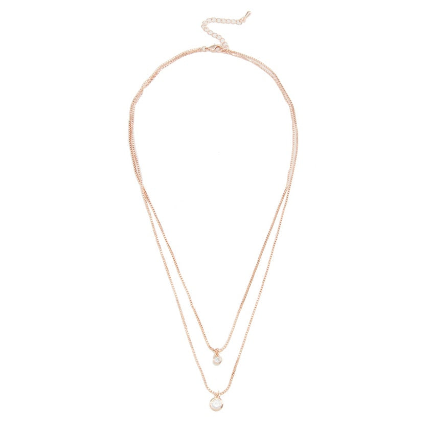 Merx Inc. - Gold Crystal Double Layer Necklace