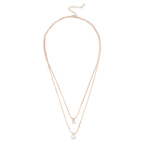 Merx Inc. - Rose Gold Crystal Double Layer Necklace