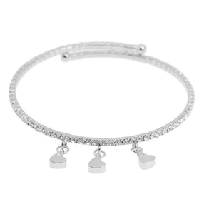 Merx Inc. - Rhodium Crystal Bracelet with Heart Drops