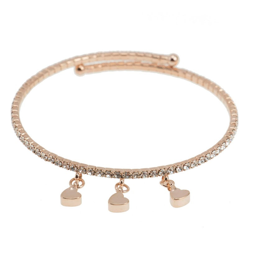 Merx Inc. -Rose Gold Crystal Bracelet with Heart Drops