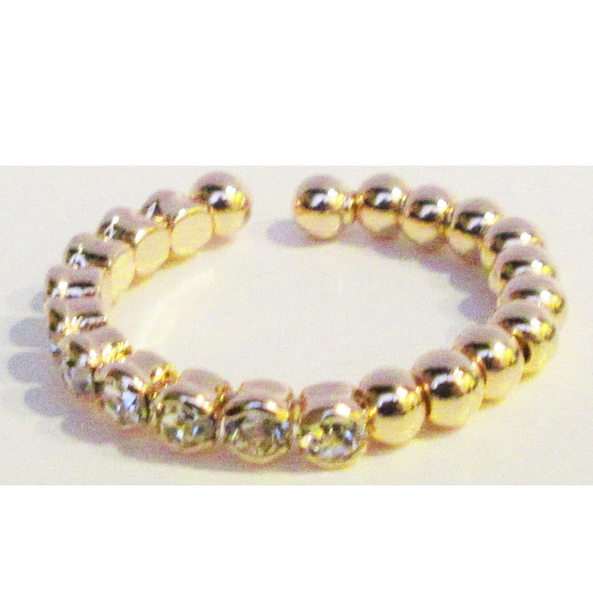 Merx Inc. - Gold and Crystal Semi-Adjustable Ring