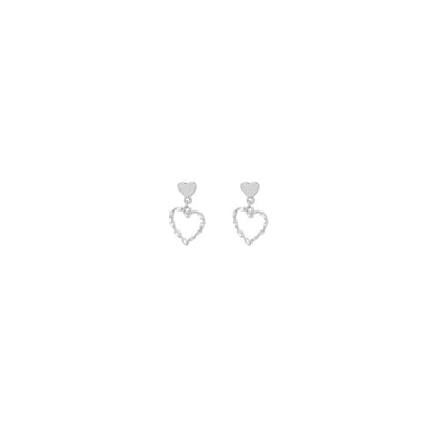 Merx Inc. - Rhodium Drop- Crystal Heart Earrings