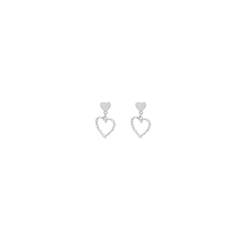 Merx Inc. - Rhodium Drop- Crystal Heart Earrings