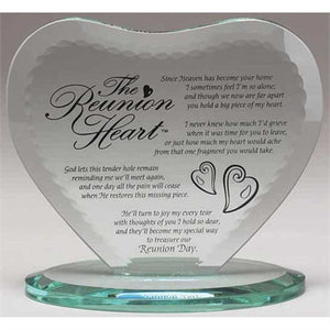 Reunion Heart Shape Glass Plaque