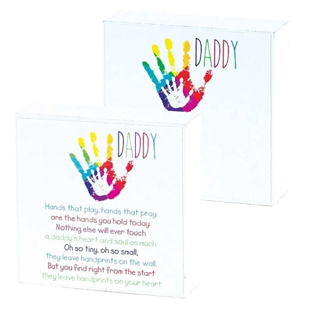 Daddy - Hands that Play, Hands that Pray - Double sided block