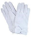 White Communion Gloves with Bow Accent