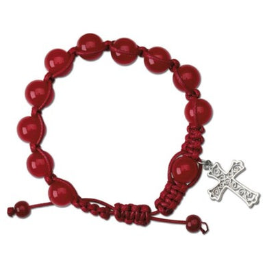 Macrame Braided Cross Bracelet - Red